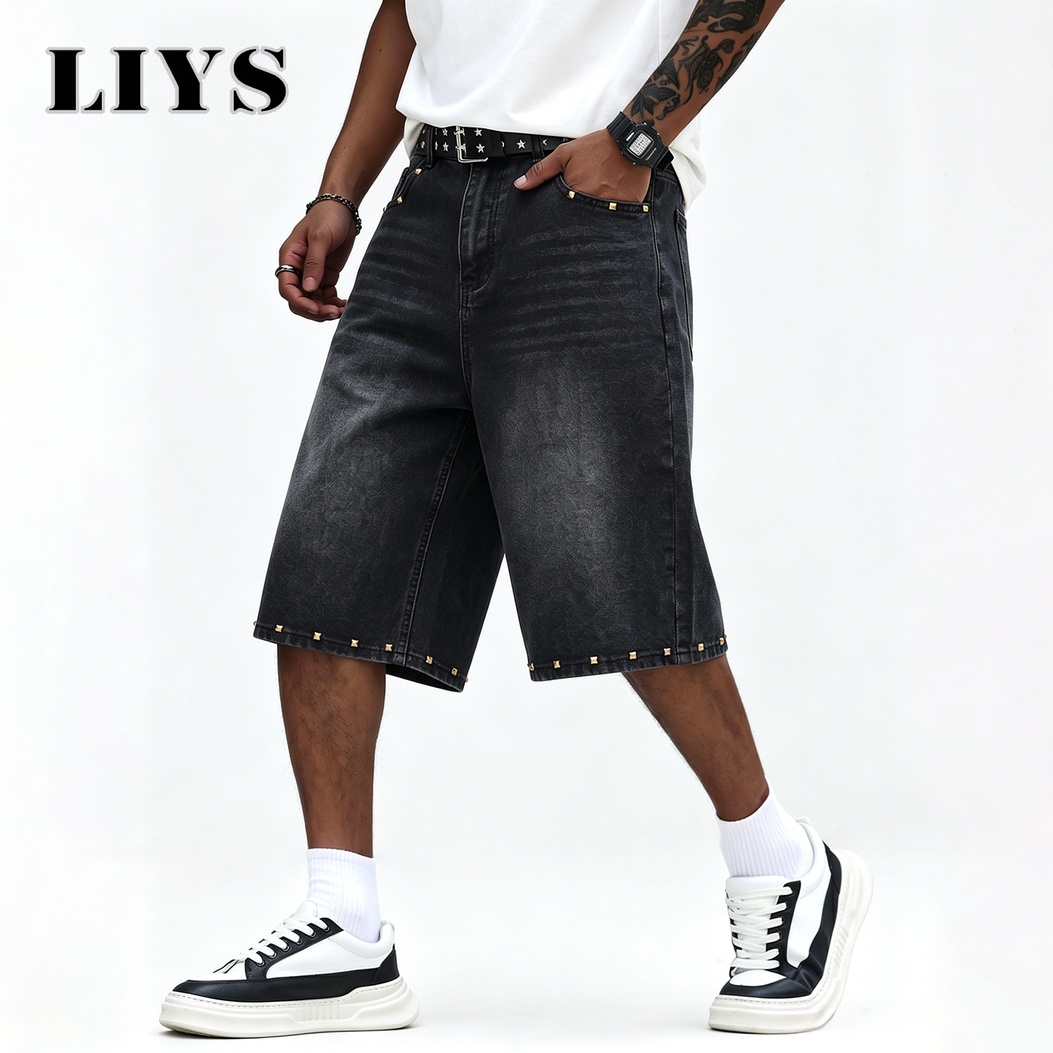 LIYS Men's Vintage Black Rivet - Streetwear Brand Jeans recensie en prijs