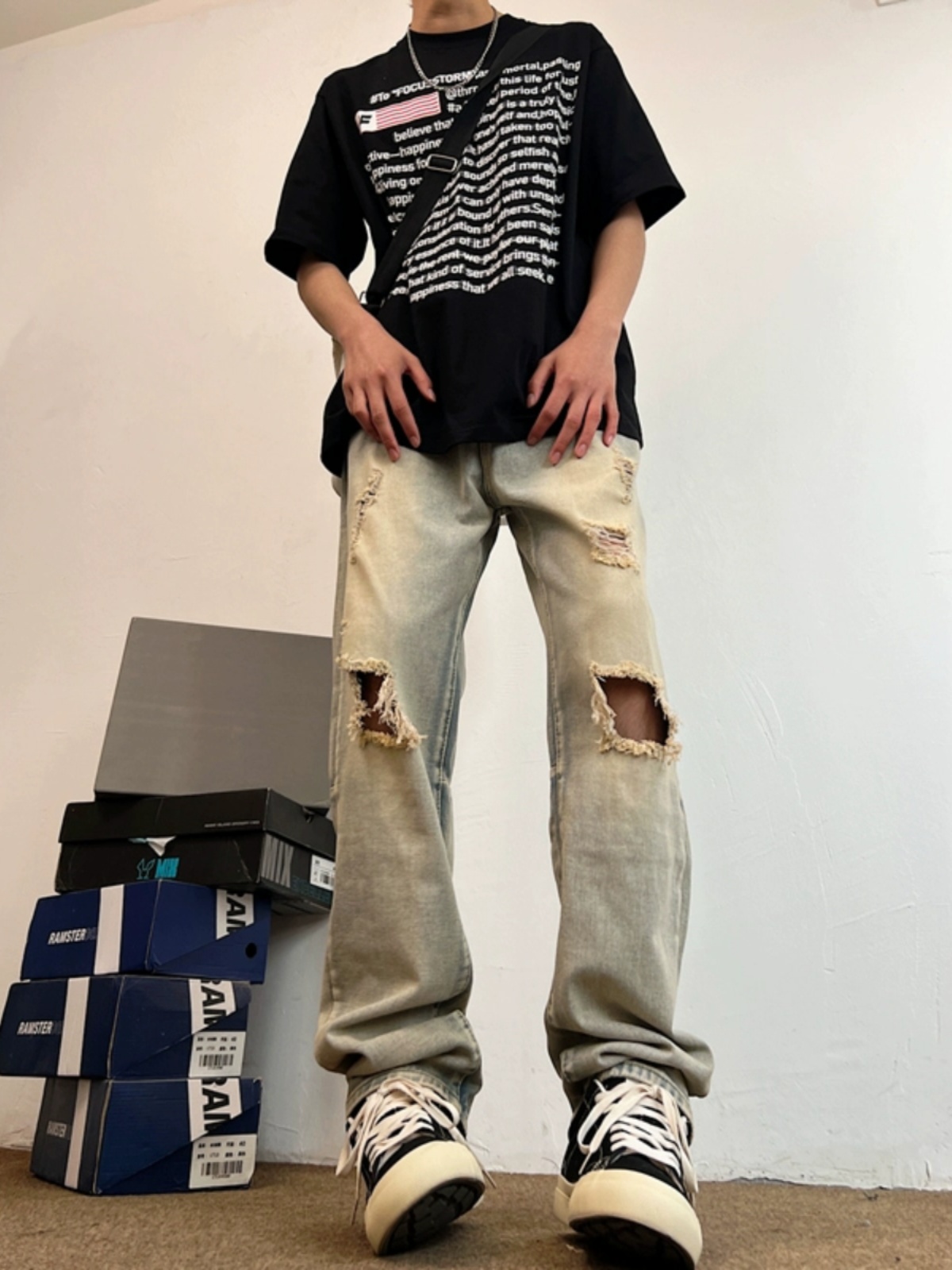 Retro Yellow Clay Dye Men's Su - Streetwear Brand Jeans recensie en prijs