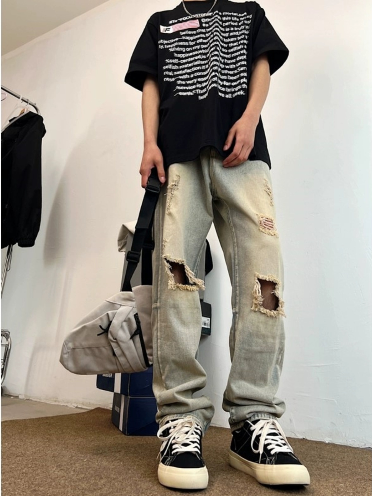 Retro Yellow Clay Dye Men's Su - Streetwear Brand Jeans recensie en prijs